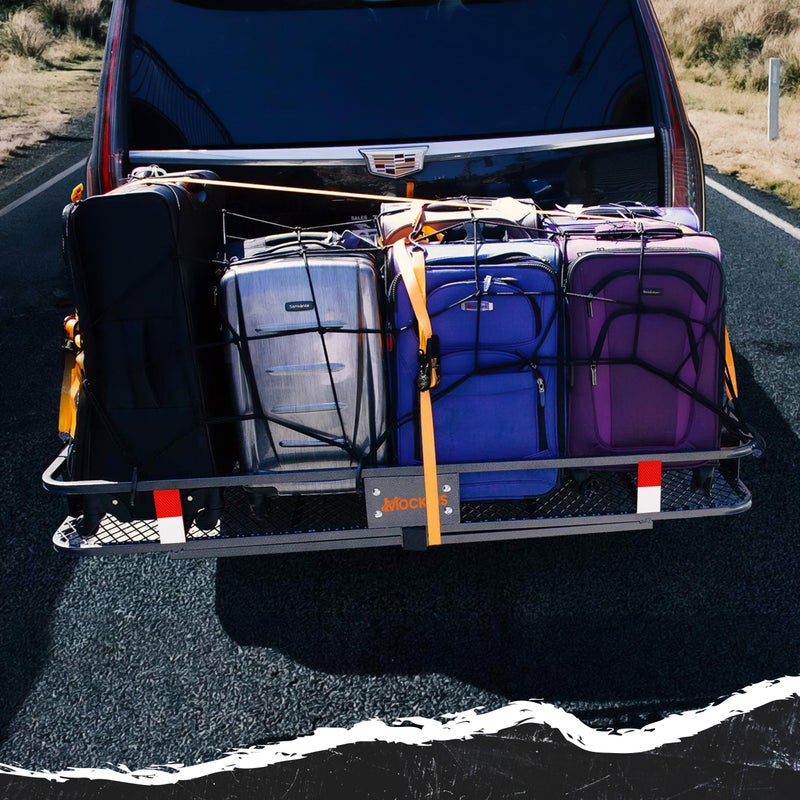 Mockins شبكة شحن ثقيلة الوزن مقاس 36"x20" من موكينز لشاحنة البيك أب، SUV، والسيارة | شبكة بونجي مرنة وسميكة إضافية مقاس 6 مم مع خطافات - تمتد حتى 75"x40" | شبكة شحن مربعة مقاس 4"x4" لأي حجم حمولة - Image 4